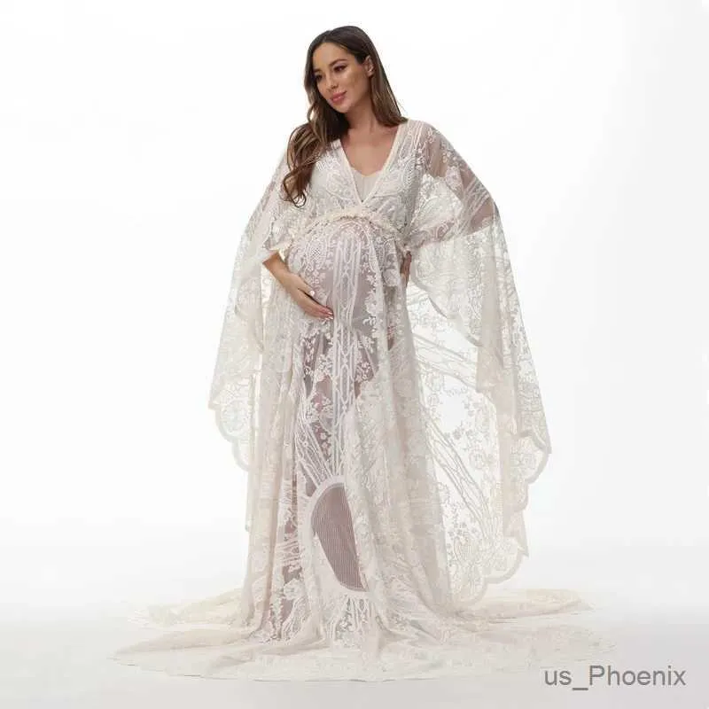 マタニティドレスタッセルマタニティフォトグラフィーマキシガウンレース妊婦妊婦長いドレス写真撮影