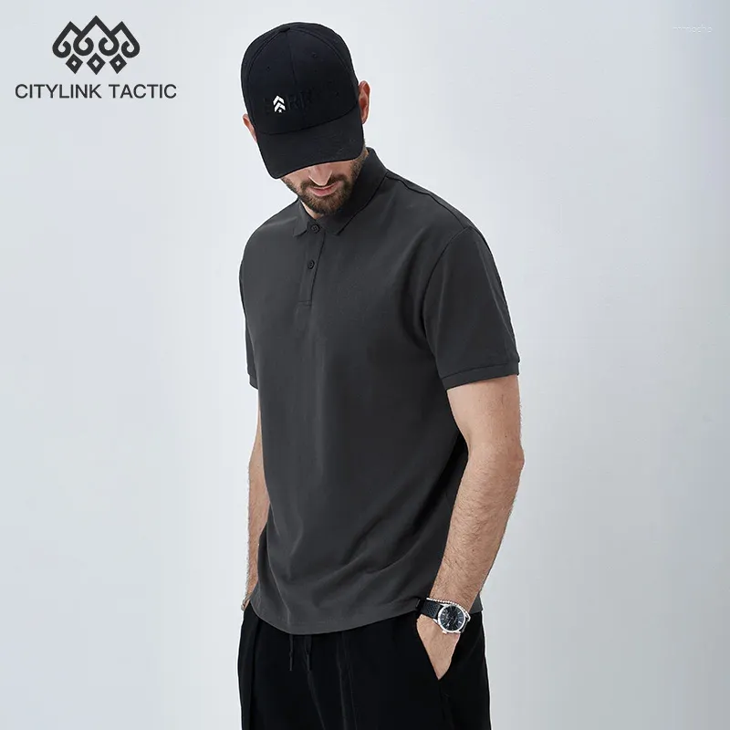 T-shirt de gris foncé décontracté coton de coton pour les polos masculins