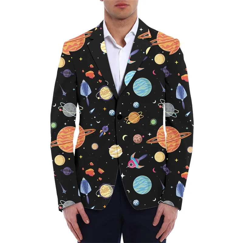 Anzüge Herrenanzug Space Planet Blazers Jacke übergroß