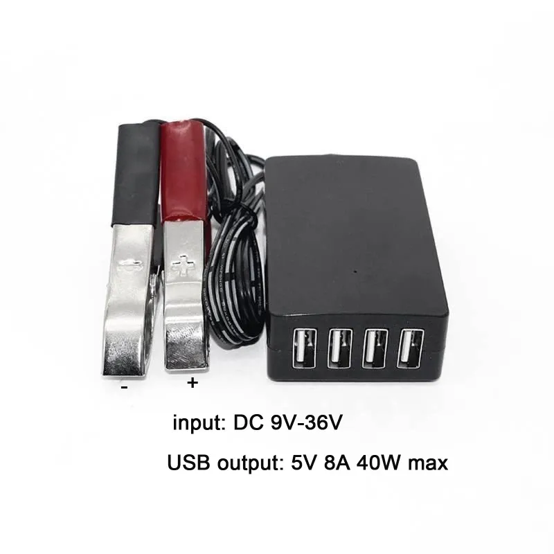 DC Dönüştürücü için Şarj Clips 12V 24V ila 5V 8A USB Güç Adaptörü Apple Android Telefonlar için Şarj Cihazı