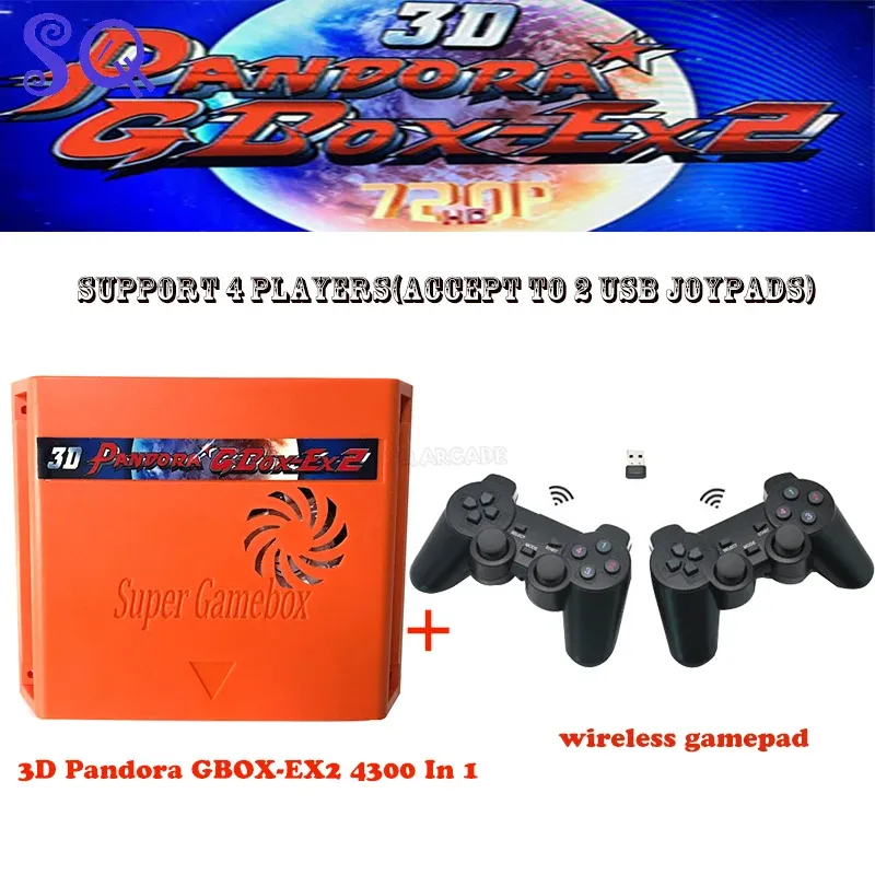 プレーヤー3DジャンマパンドラEX2 GBOX 4300 IN 1 BOX GAME BORD ARCADE CARTRIDGE PCB 720P VGA HDMI WIRED WIRELESS GAMEPADセット