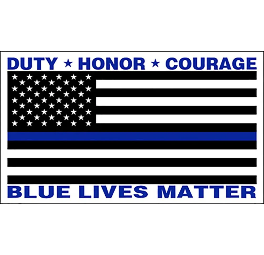 90x150cm 3x5Fts blue lives matter Flag 90cmx150cm DUTY HONOR COURAGE direct factory whole6303225