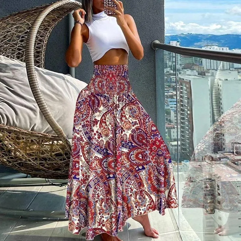 Vintage Leaf Print High Waist Beach Skirt For Women Elegant Slim And Casual A Line Long Boho Skirts For Spring And Summer Fashion From Liucpik 19.72 DHgate.Com