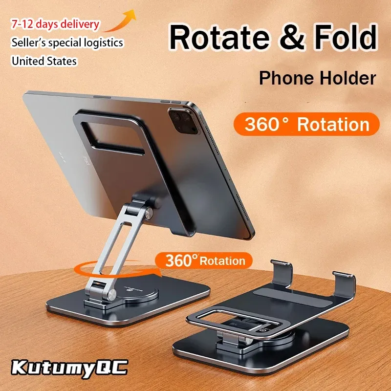 Stojaki 360 ° metalowe biurko mobilne Kutumyqc Uchwyt telefonu Stojak na iPhone iPad Xiaomi Regulowany stacjonar