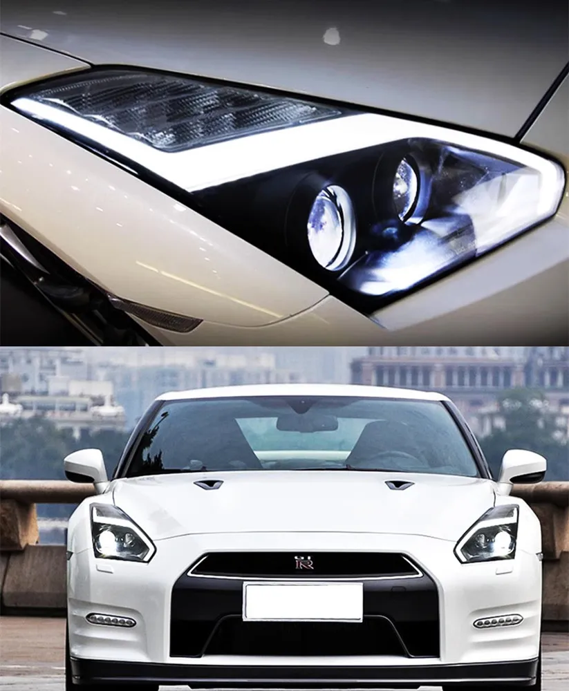 LED Dayme Running Head Lamp för Nissan GTR R35 2007-2015 Turn Signal High Beam Light Projector Lens