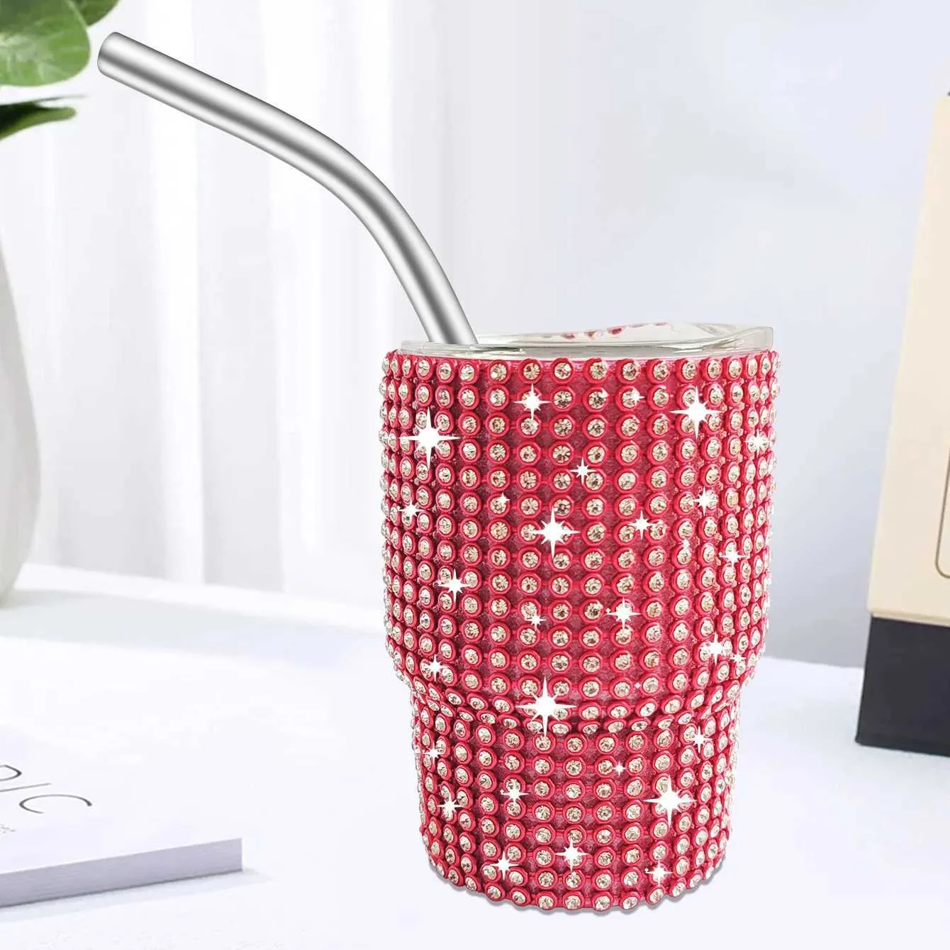 Tumblers 3oz Diamond Tumble Wine Cup Whisky Glass Rostfritt stål Vakuumisolering Mini Coffee With Straw Party Gift Girl H240425