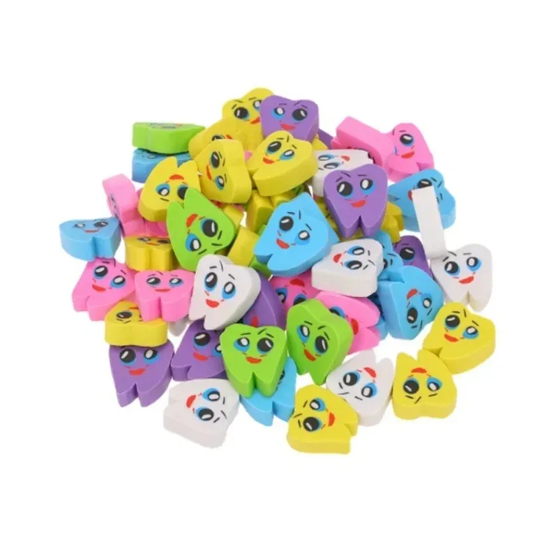 20pcs/bag Shaped Tooth Rubber Erasers Dentist Dental Clinic School Gift Student Rubber