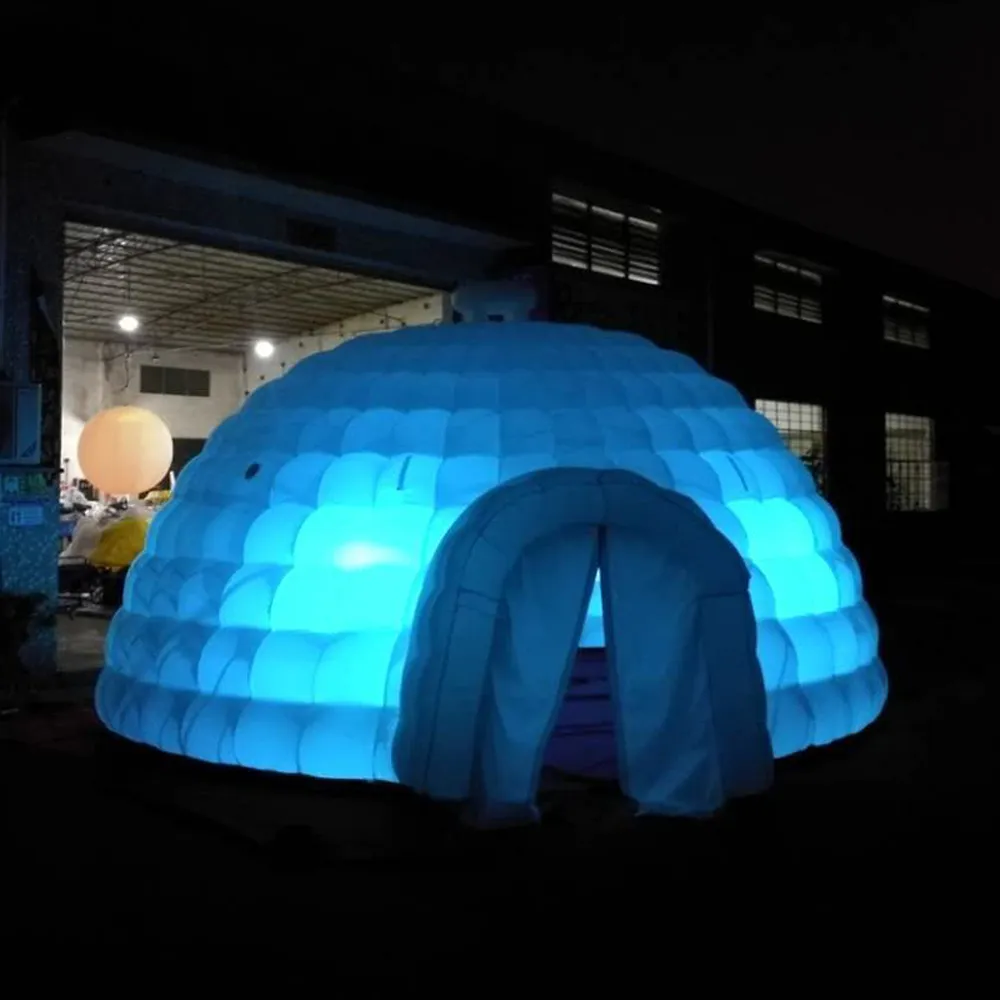 Giant tent And Shelters 10m dia (33ft) with blower White Inflatable Igloo tents With LED Lighting Dome Party Air For Event Show