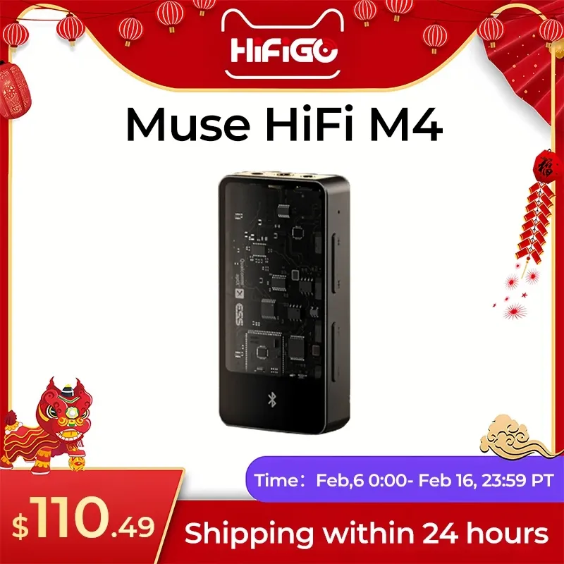 Усилитель Muse Hifi M4 Portable Bluetooth USB DAC/AMP Flagship ES9038Q2M Чип Учащиков для наушников Аудио декодера Донгл 3.5+4,4+2,5 мм