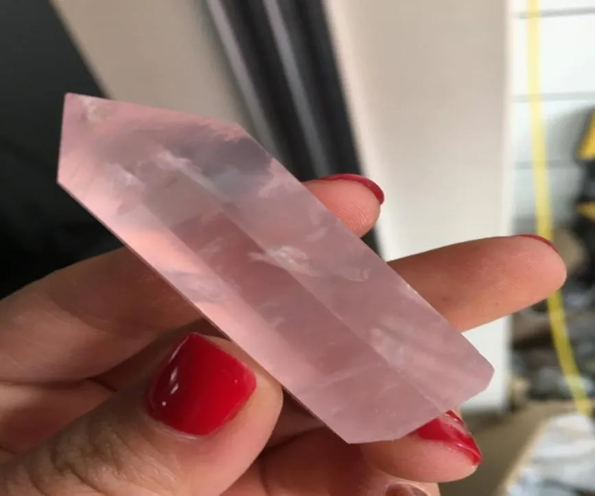 Verkoop 35 g 100 Natural Rose Quartz Crystal Wand Pink Quartz Crystal Point Healing Crystals9078738