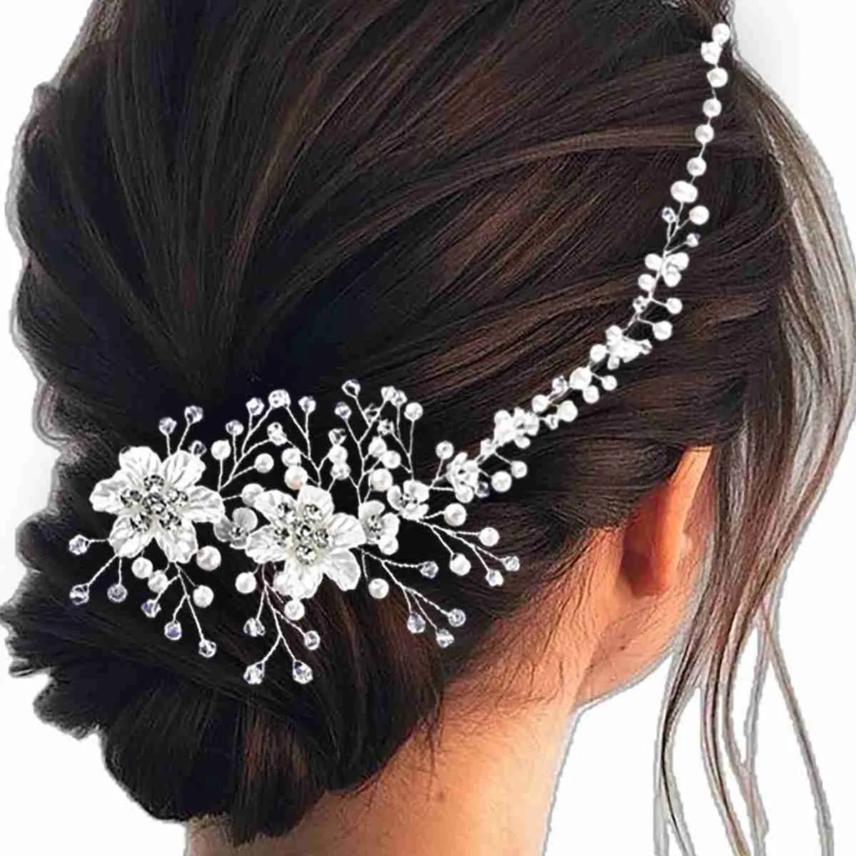 Hochzeit Haarschmuck Kristall Hochzeit Haarkämme Frauen Seite Haarbänder Accessoires Peal Blume Braut Kopfstück Clip Braut Schmuck Geschenk D240425