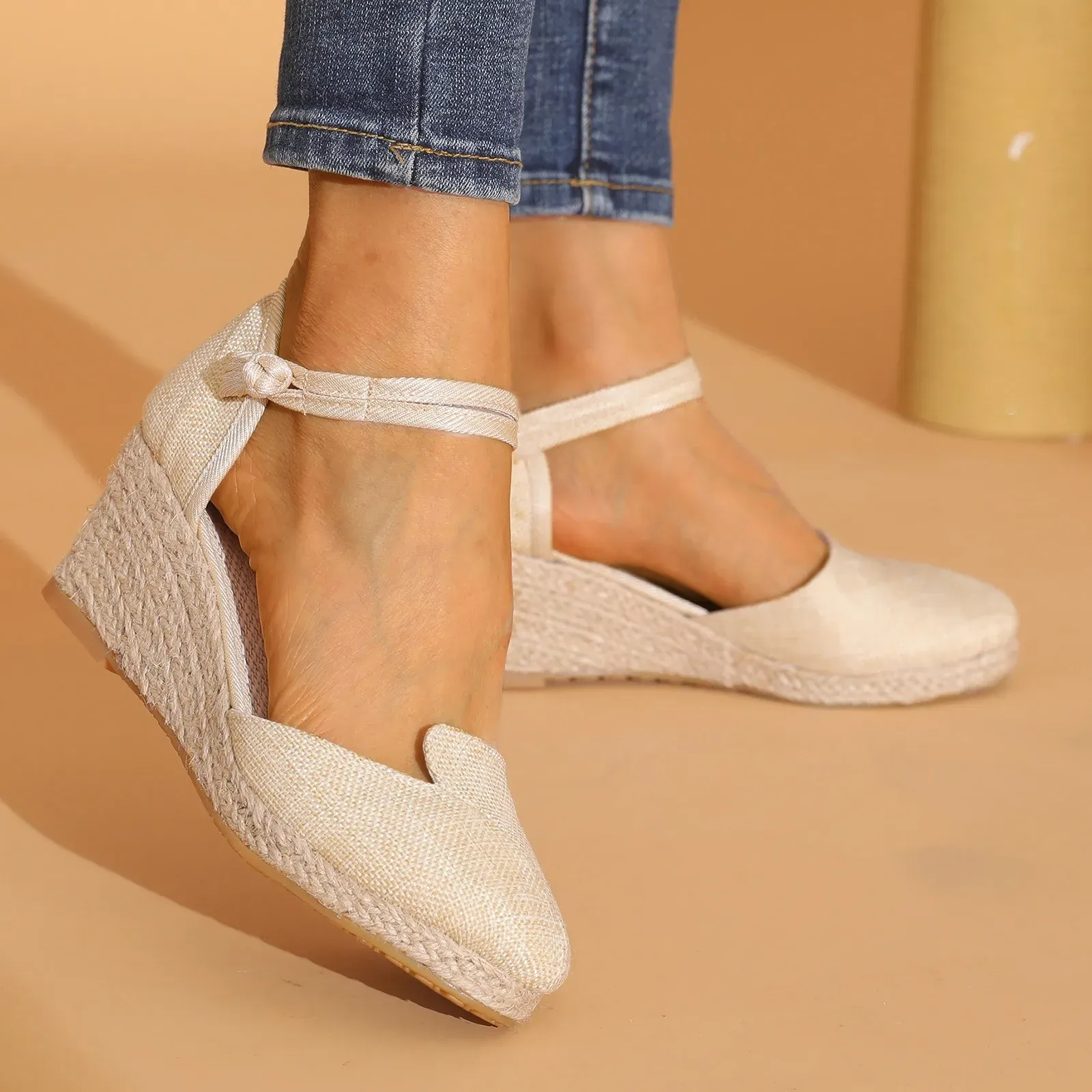 Boots Women Sandals Platform Wedge Linen Sandals أزياء الأزياء متعددة الاستخدامات الصنادل المحذو