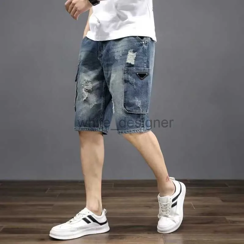 Дизайнерские джинсы для мужских шортов мужские летние капри негабаритные джинсовые шорты Мужские шорты с рыхлой дырой мужские джинсы брюки моды