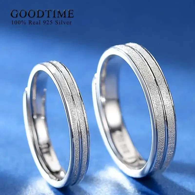 Premium 925 Sterling Silver Couple Ring - Frosted Design, Anniversary ...