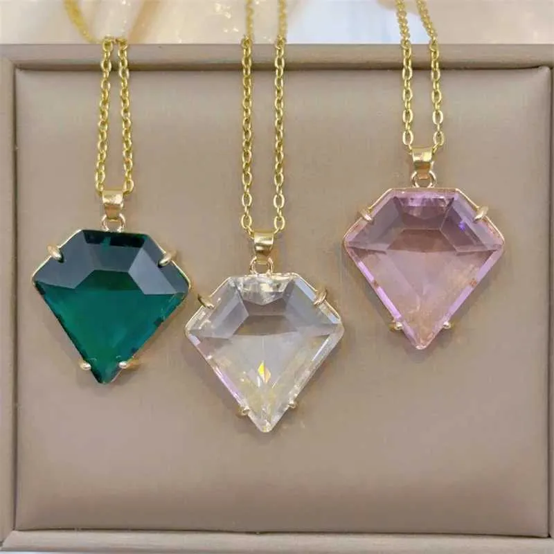 Halsketten mit Anhänger, modisch, exquisites Edelstein-Design, Halskette, klassisch, schöner Kristall, edler Schmuck, Edelstahl_voghion.com