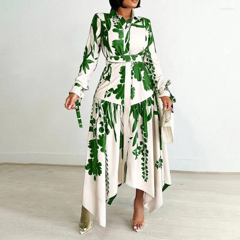 Women's Irregular Printed Collar Dress - Casual Fashion for Spring and Summer