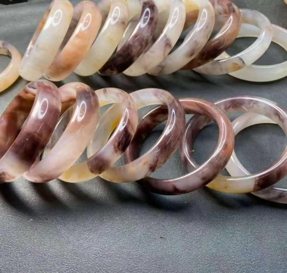 Bangle 100 Natural Xinjiang золотые шелковые нефритовые браслеты, выровненные из Изумрудных Женщин Реальные браслеты, ювелирные изделия8671264