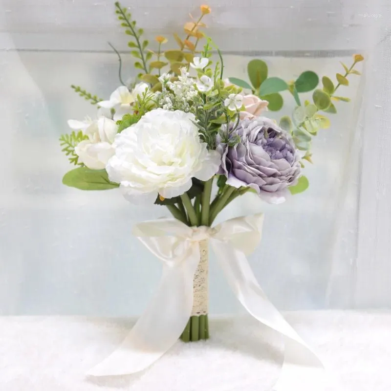 Fiori decorativi da sposa da sposa nozze da sposa bouquet di seta rose fatte a mano Casmento Mariage Forniture per la casa
