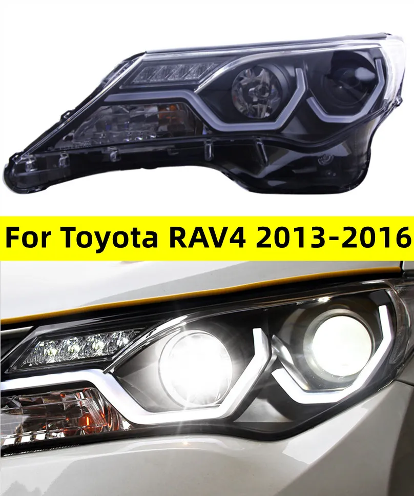 Phare LED pour Toyota RAV4 2013-20 16 LED AUTO ASSEMBLATION ANGLAGE LAMPE Signal dynamique de l'objectif bicofal