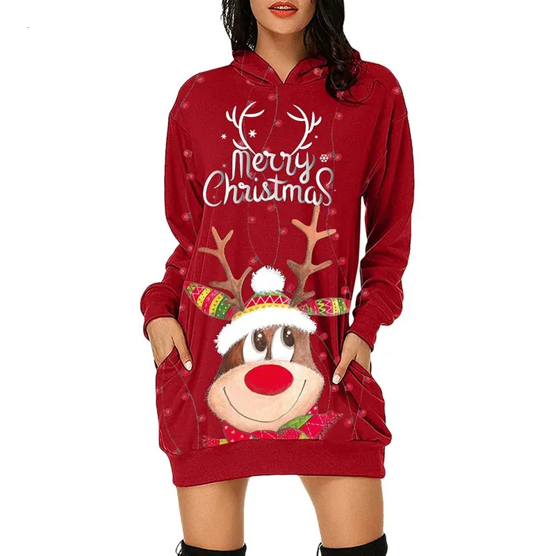 Festival Fashion Elk Print Long Sleeve Hooded Dress Casual Elegant Party Hoodie  Dress For Women From Hui01, $11.52 In Bulk | DHgate.Com