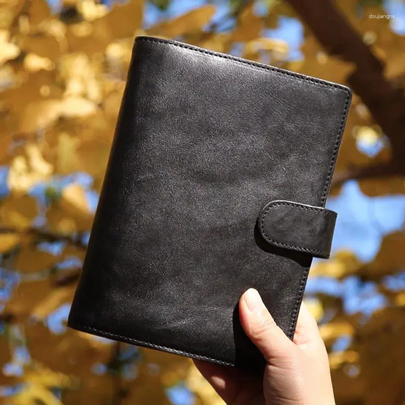 Yiwi a5 a6 a7 black liefe leaf binder notepbook ntenuine кожаный планировщик организатор повестки дня с большим карманом