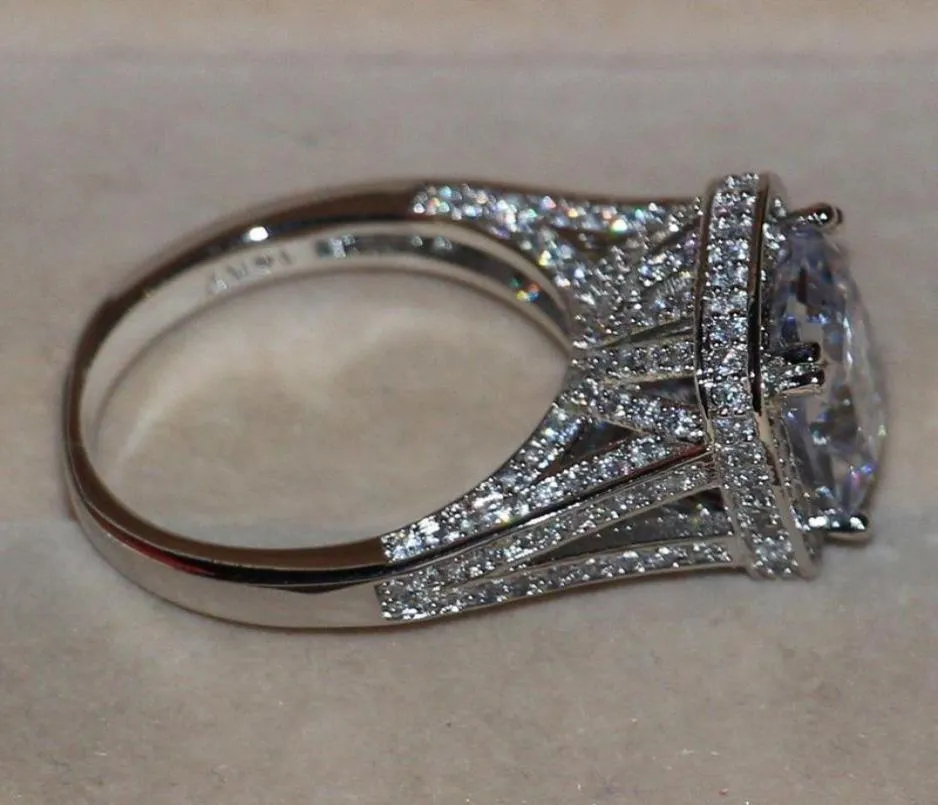 Maat 511 Luxe sieraden 8ct Big Stone White Sapphire 14KT Wit goud gevulde GF gesimuleerde diamanten bruiloftsband ring LOV4681170