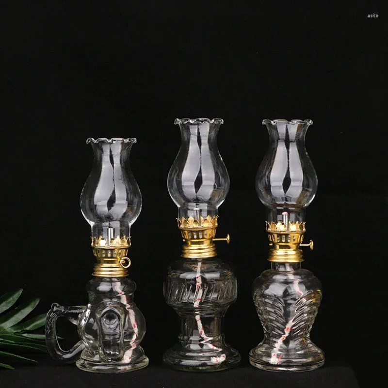 Candle Holders Oil Lamp Lantern Vintage Clear Glass Kerosene Chamber Lamps For Indoor Use Home Decor