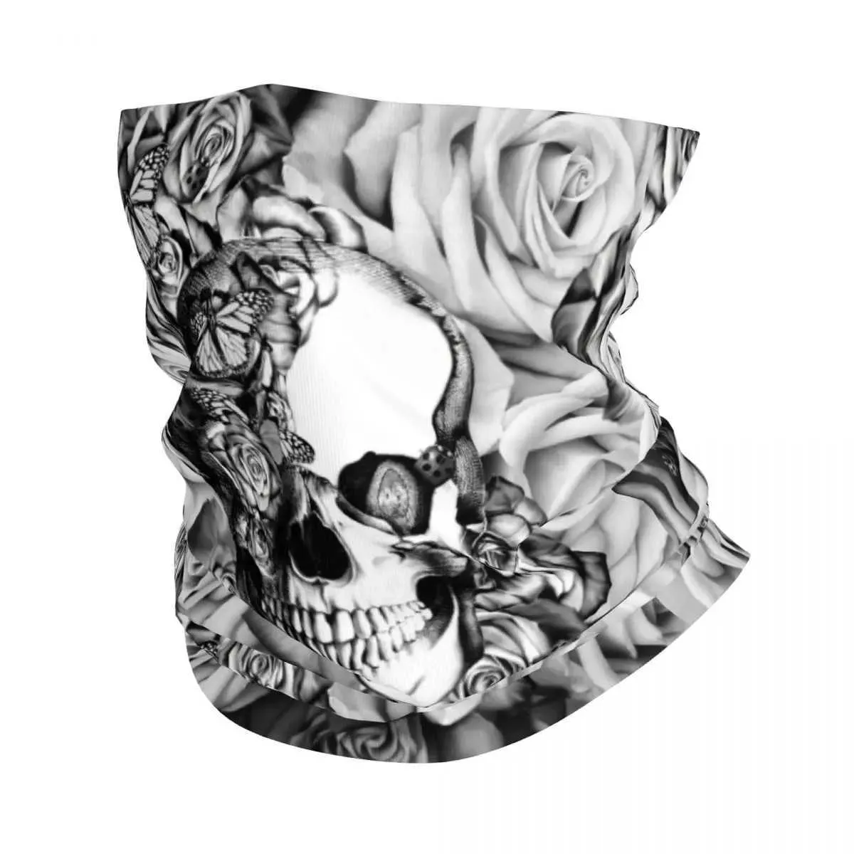 Moda yüz maskeleri boyun gaiter gül kafatası çiçek bandana boyun gaiter baskılı gotik sanat balaclavas maske fular çok kullanımlı kafa bandı sürme erkekler için yetişkin y240425