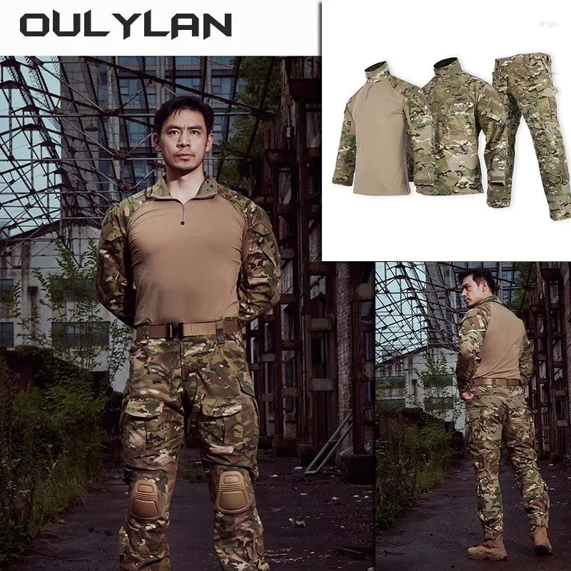 Men's Jackets 3PCS Long Sleeved Tactical Suit Set Men Outdoor Military Training Camouflage Frog G3 Conbat Suits For Spring Autumn Jacket