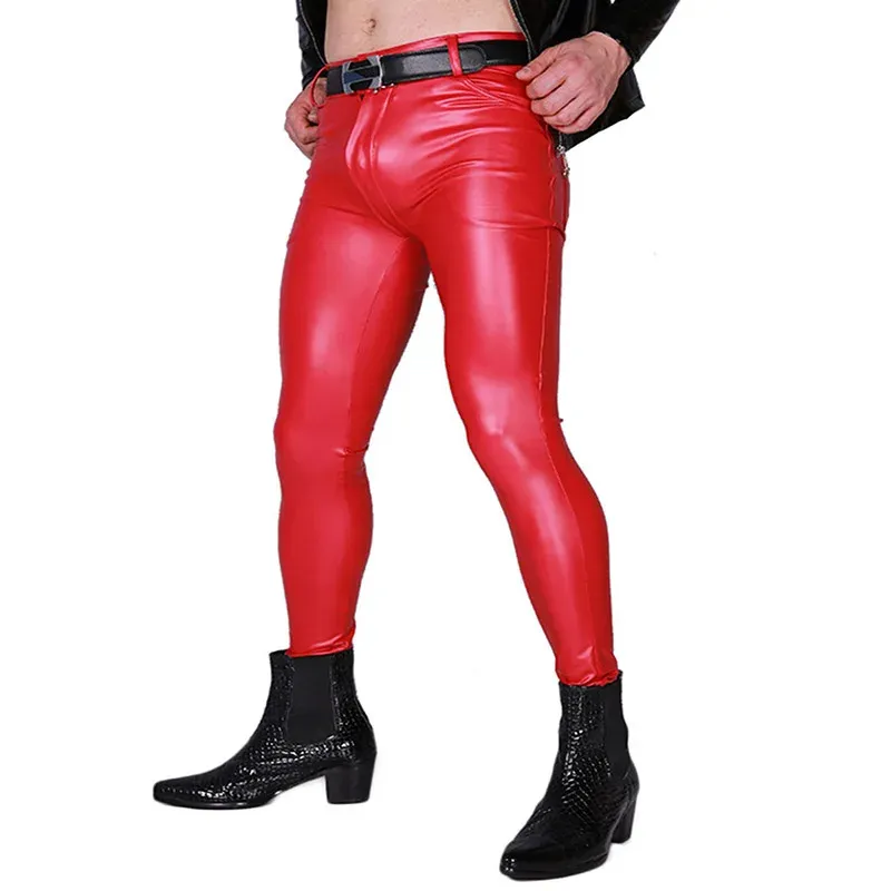 Pantalon synthétique Latex Men de la taille mid de la taille sexy