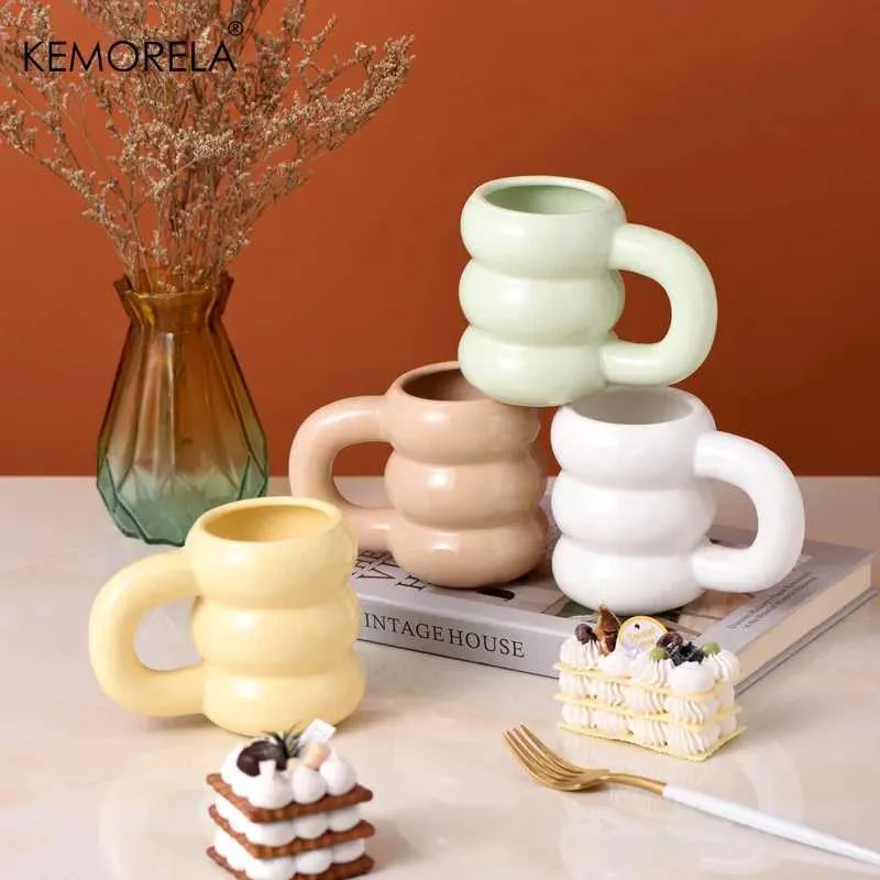 Tumblers 1st Water Cup Ceramic Mug Nordic Coffee Cups With Big Hand Travel Handgjorda porslin Drinkware Coffeeware Gift H240425