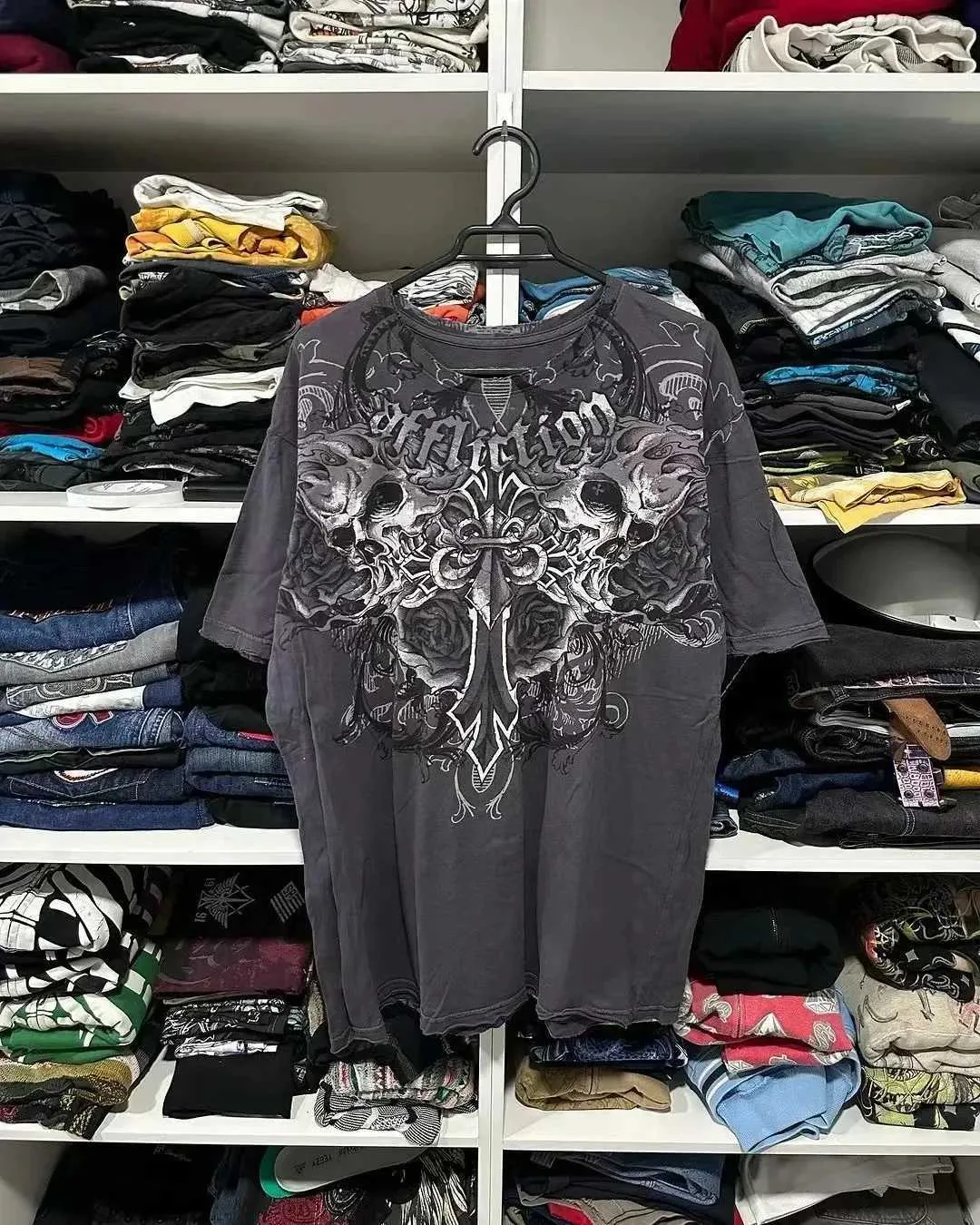 T-shirts masculins Camisetas de Algodo Estampado Gtico masculino harajuku hip hop vintage manga curta unissex décontracté tops punk soltos populaire rua n y2k h240425