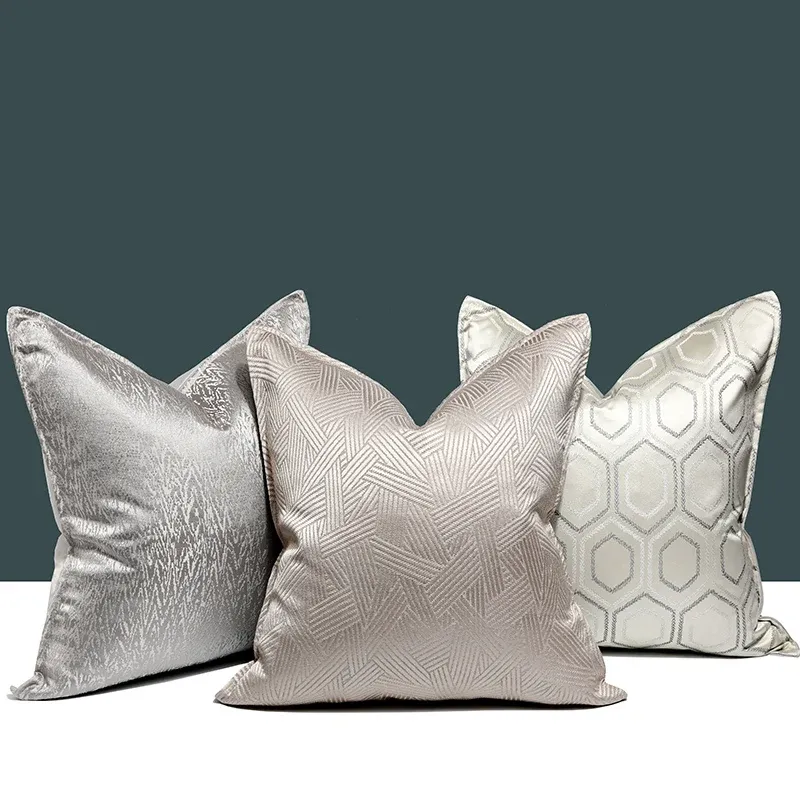 Travesseiro Dunxdeco Cushion Capa Caso decorativo de travesseiro moderno de luxo simples Jacquard Champagne Coussin Sofá Caso de cama de cadeira