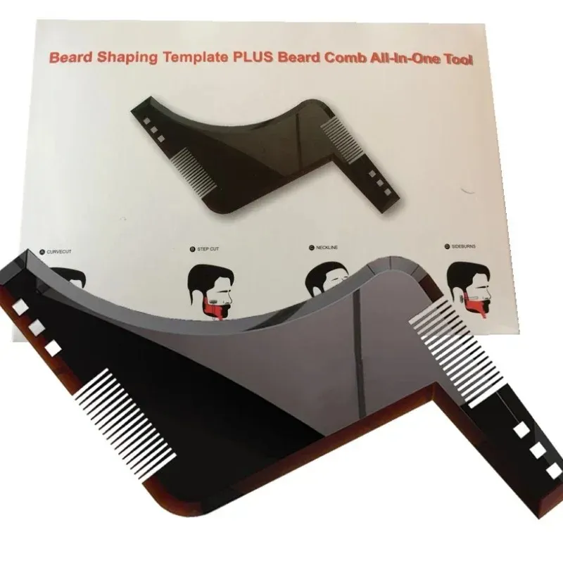 Hot 1st High Quality Beard Shaping Styling Mall Plus Beard Comb All-In-One Tool Abs Cam för hårskägg trimmall