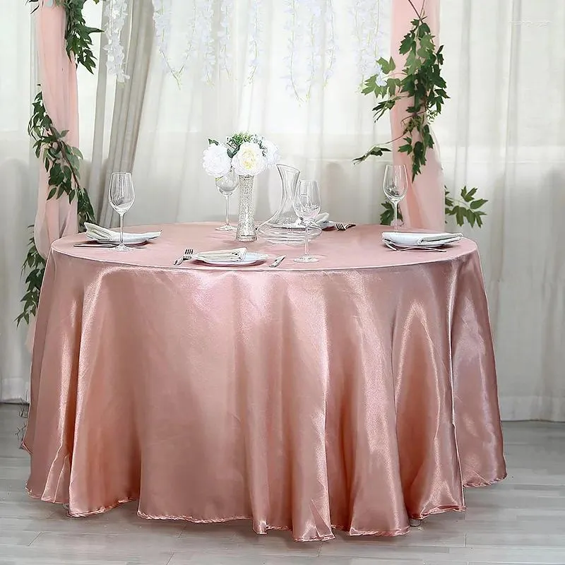 Bordduk Solid färg Satin Trackan Bright Smooth Fabric Round Cover For Wedding Bankett Birthday Party Restaurant Dekoration