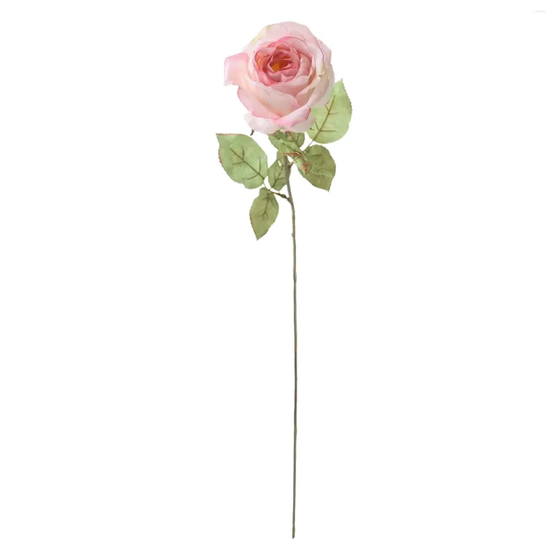 Decorative Flowers 62cm Artificial Burnt Edged Single Roses Branch Wedding Holding Bouquet Arrangement Home Living Room Desktop Decoration