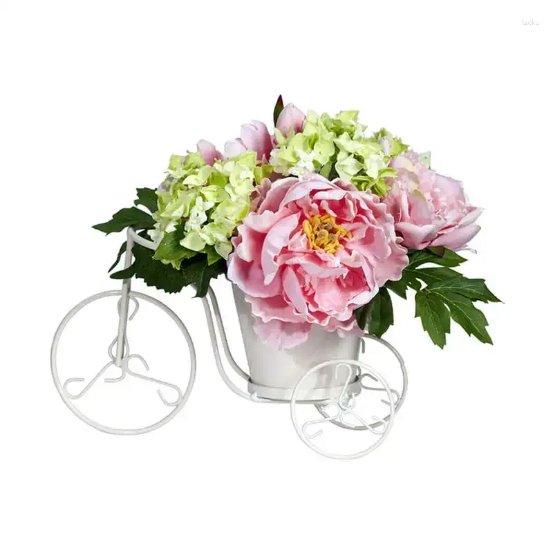 Dekorativa blommor hortensia trehjuling konstgjord blommor arrangemang rosa babys andning vinstockar falskt