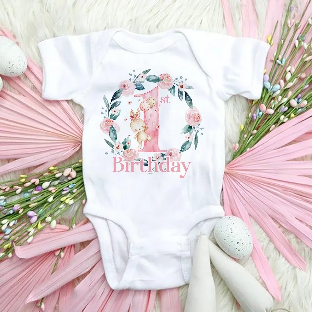 One-Pieces My 1st Birthday Newborn Bodysuit Infant Baby Clothes Toddler Jumpsuit Girl Birthday Party Short Sleeve Outfit Infant Shower Gift