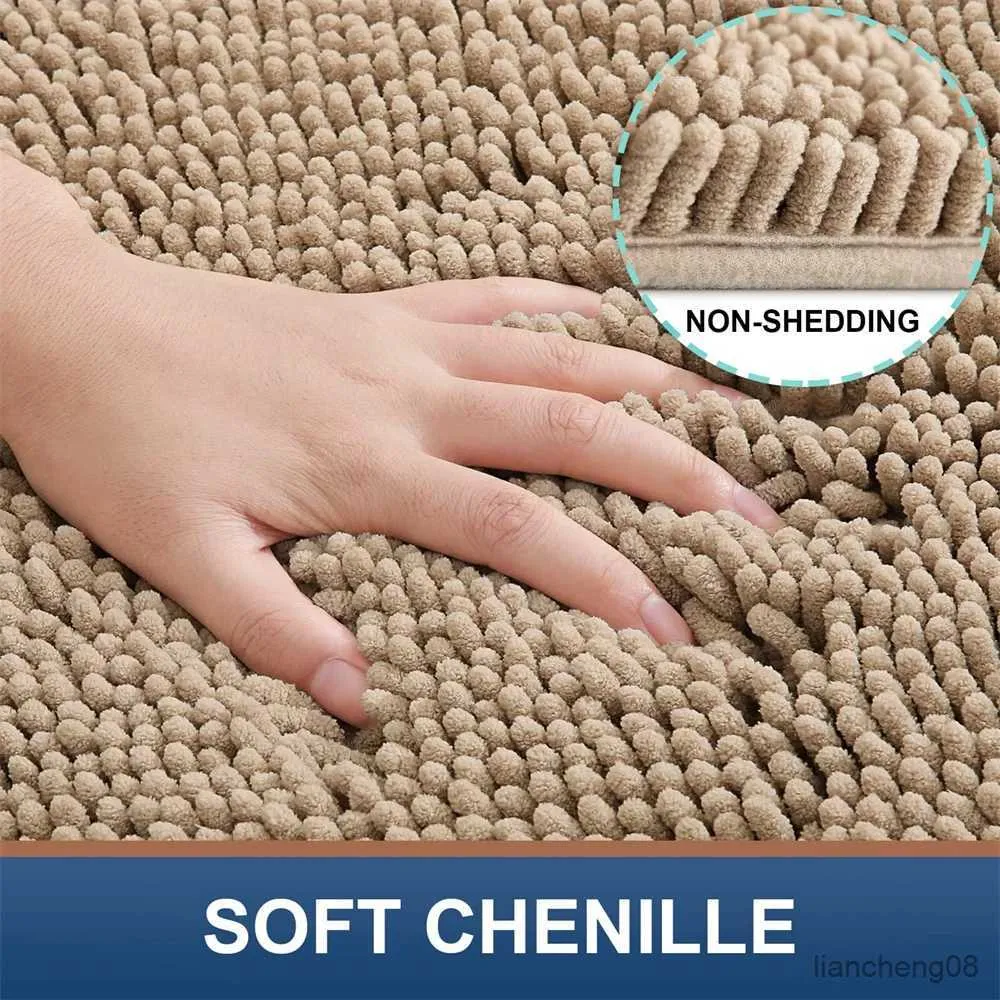 Tapetes de banho tapetes chenille luxilille absorvente extra macio de banho maquinho de banho lavável carpete de banheiro não deslizante chuveiros de banho adequados