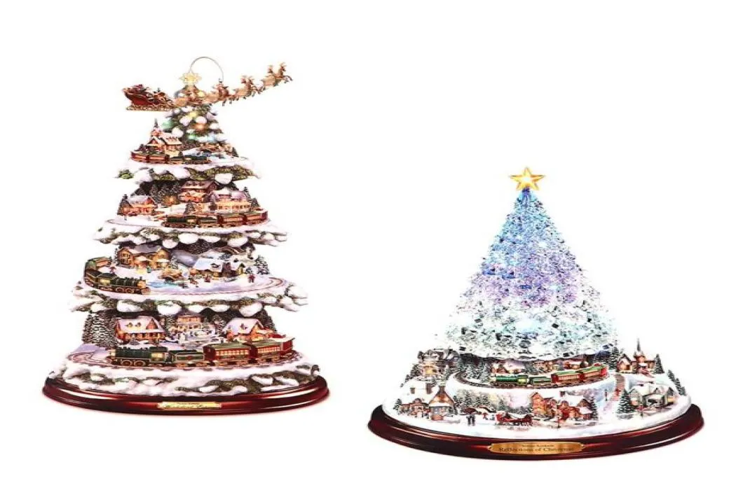 壁紙クリスマスツリー回転する彫刻列車の装飾ペーストウィンドウステッカー冬の家の飾り9076169