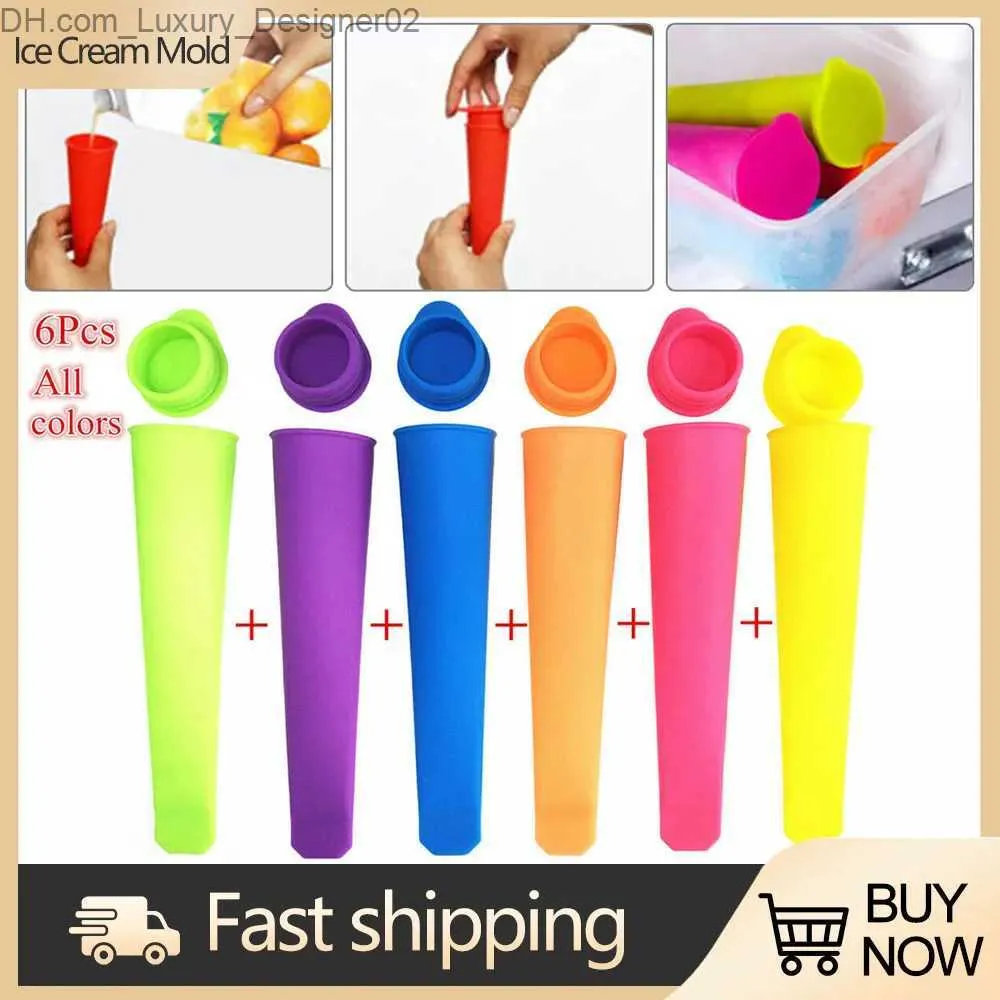 Ice Cream Gereedschap 1/6 Siliconen Ice Cream Mold Diy Popsicle Fabrikant Zomerijs Yoghurt Jelly Popsicle Mold Diy Kitchen Tool Accessoires Q240425