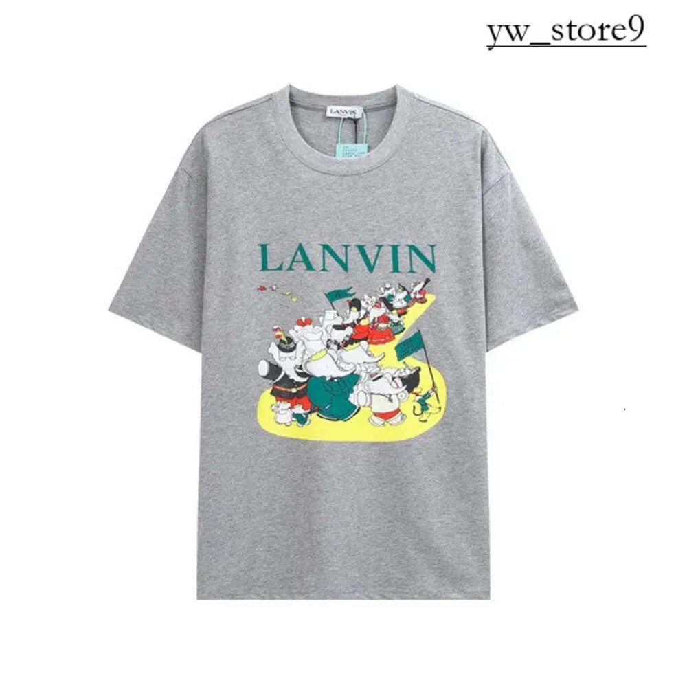 Lanvis Men's SS 24 Designer T -skjorta Shorts Fashion and Women's Beige Speckle Alphabet Print Trendy Lanvis Curb Casual Loose Half Sleeve White Lanvis Shirt 9847