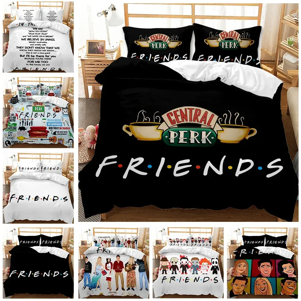 Sets Friends Forever Liberd Coutte de couette avec 2 oreillers Ensemble de literie de style simple Soft Soft Queen Size Modern Home Match Style