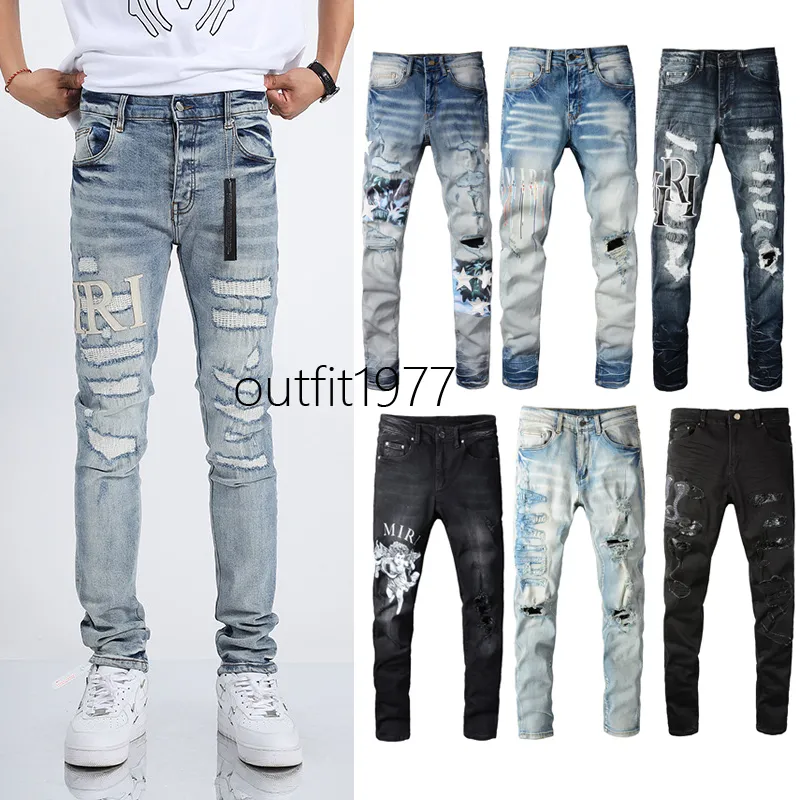 Man Jeans Designer Jeans Purple Jeans Brand Skinny ksubi jeans slim fit luxury hole Ripped Biker pants