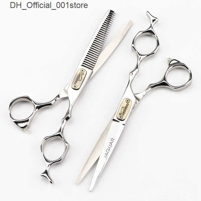 Hair Scissors Germany JAGUAR 6.0 inch 9CR 62HRC Hardness hair beauty scissors cutting / thinning with light silver retail gift case Q240425