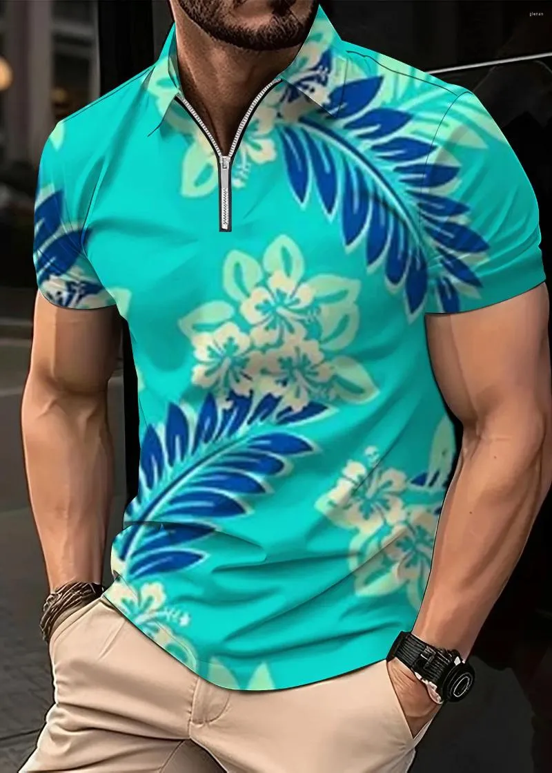 Polos Hawaiian Social Floral Shirt 3d Camisas Casuais Imprimé Slim Fit Street Street Casual Short à manches