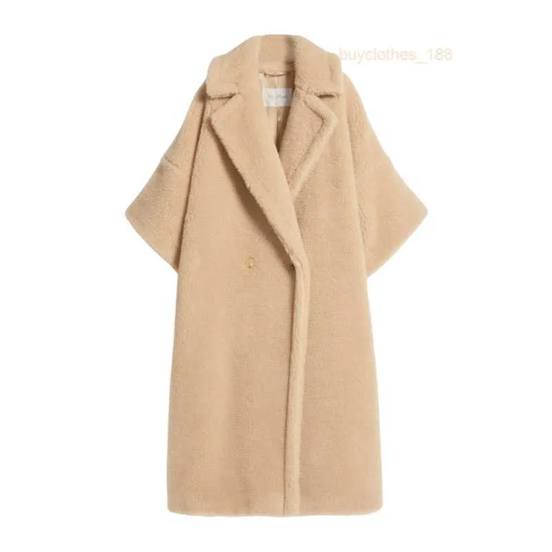 Designer casacos casacos casacos de luxo Max Mara 2024 New Womens Teddy Bear Series Straight Style Straight Wide Camel Plush Long Casat