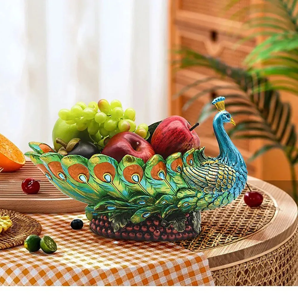Creatieve pauw fruithouder opslagschotels decoratie luxe woning decor praktische plaat bureaublad 240425