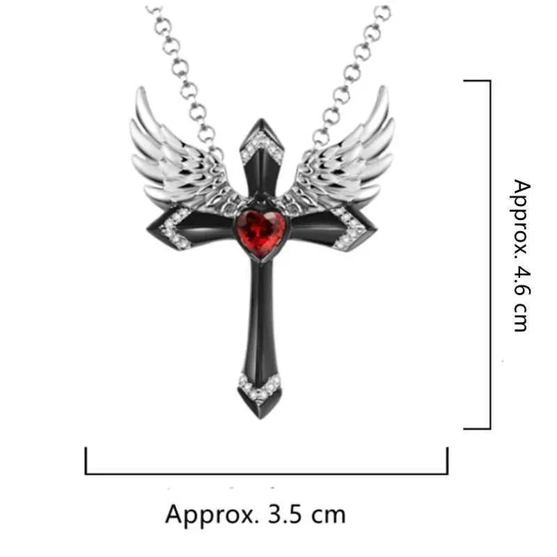 Collana con ciondolo croce e ali d'angelo gioiello classico donna_voghion.com