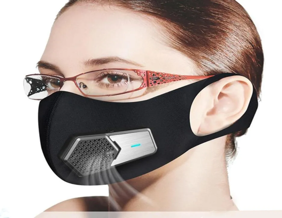 PM25 Staubfeste Maske Smart Electric Lüftermasken Antipollution Pollenallergie Atmungsfreie Gesichtsschutzabdeckung 4 Schichten Schutz6808445